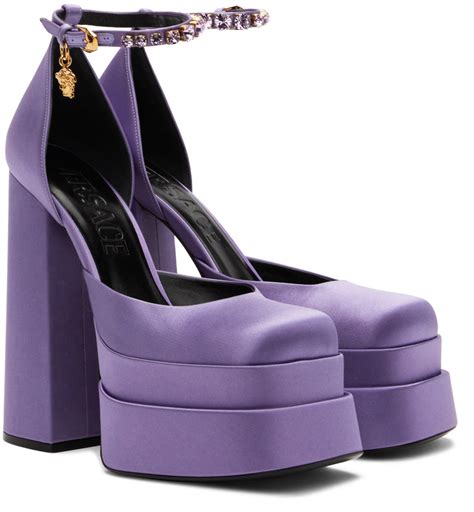 versace purple heels|Versace platform heels medusa.